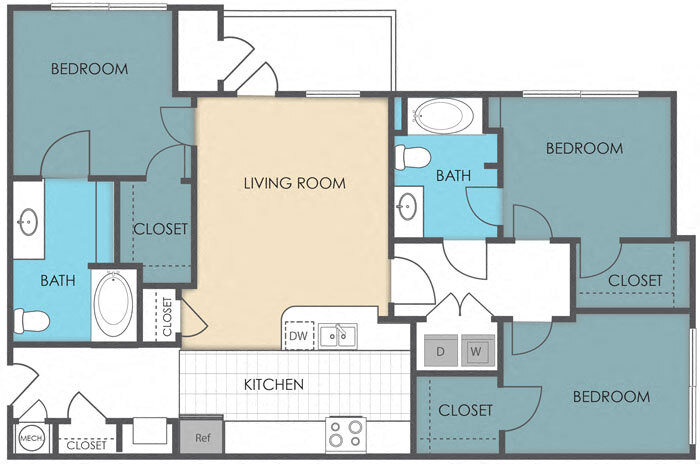 Floor Plan - 3 Bed 2 Bath