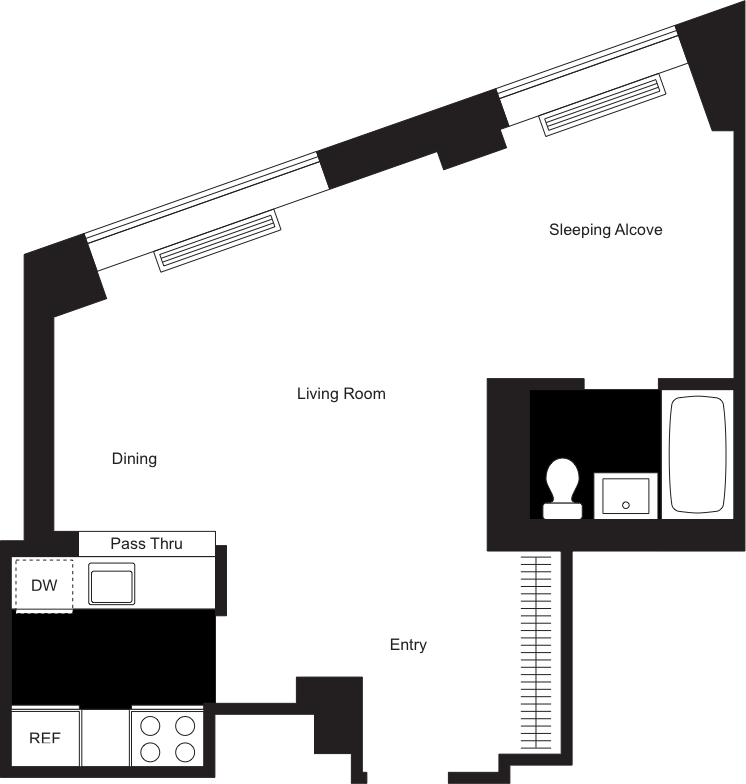 Floor Plan - Studio / 1 Bathroom