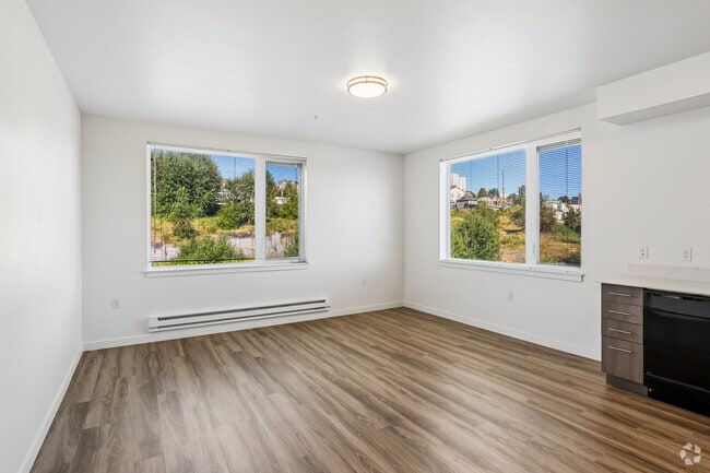 2BR, 1BA - 800SF - Living Room - Jefferson Yards Apartments