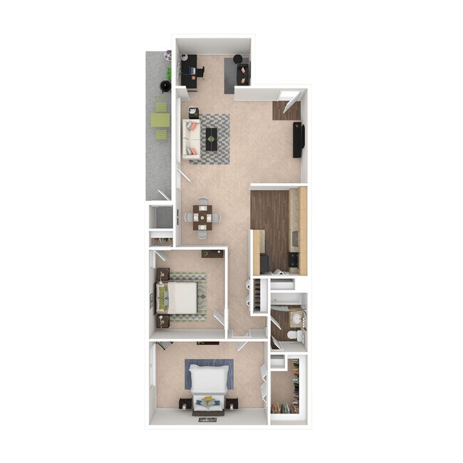 The Elm: Beds - 2: Baths - 1: SqFt Range - 981 to 981