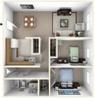 Two Bedroom, One Bathroom, Deluxe, 957 sqft