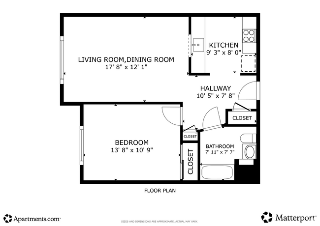 1BR, 1BA - 567SF
