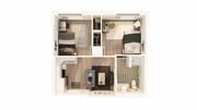 2-1B Quad at York student housing floorplan