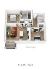 2 Bed 3D render