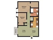 Harvard 2 bedroom, 1 bath floor plan