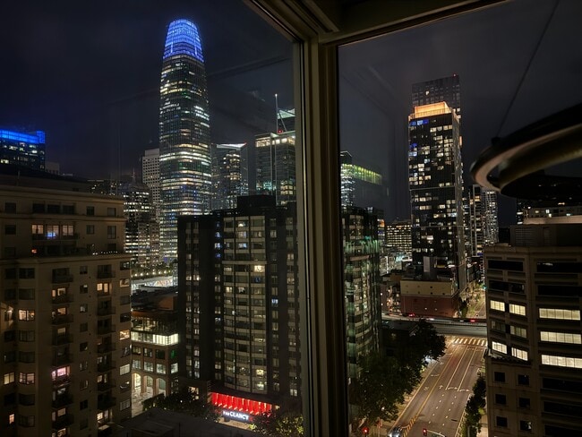 Living room night city view - 631 Folsom St Unit 16A