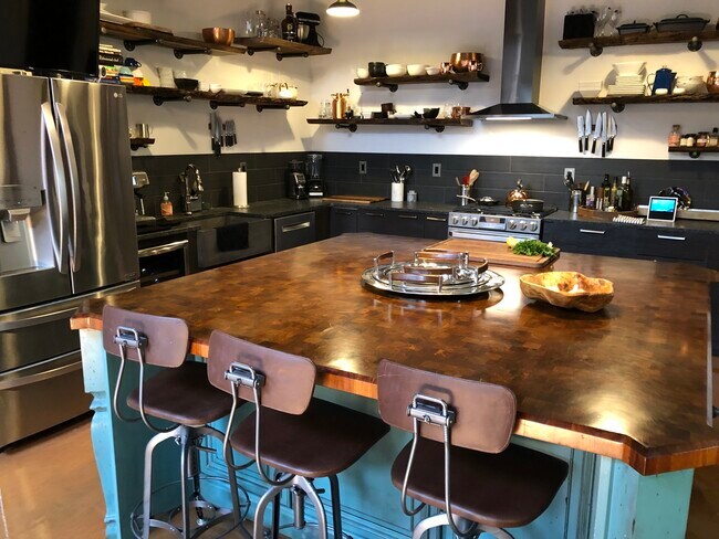 Kitchen 2" Walnut Island ~72" Square - 311 2nd St Unit 201