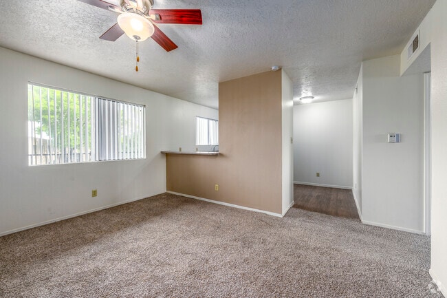 2BR, 1BA - 800SF - Living Room - Sunrise Apartments
