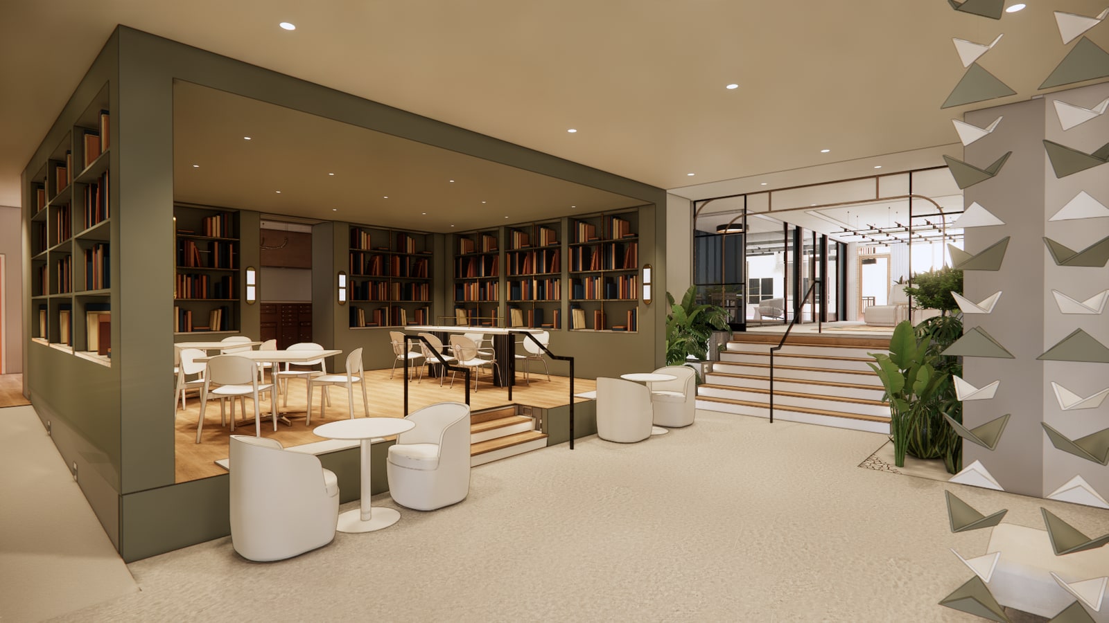 Library and co work space (rendering) - Avalon Quincy Adams