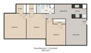 D2 1002 sqft 3 bed 1 bath