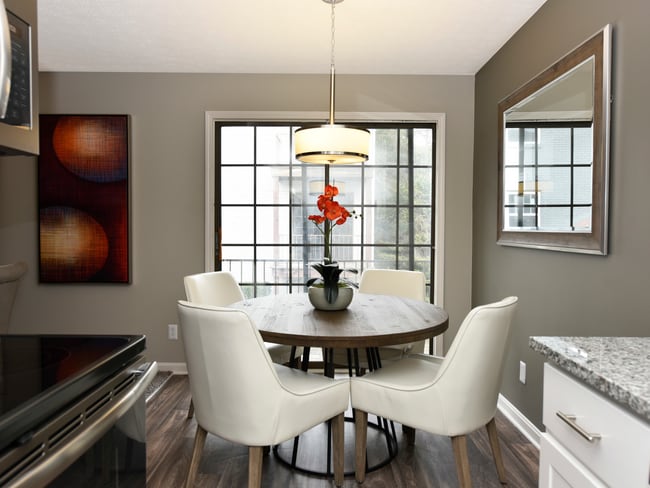 Dining Room + Hardwood Style Flooring - The Monarch Apartments