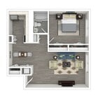 1x1 C - 610 sq ft, with large living area