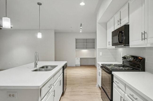 Large kitchen island and timeless backsplash