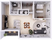 4th and 5th - 1D Floor plan 760 SF