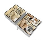 Two Bedroom One and a Half Bath, 1050 Square Feet