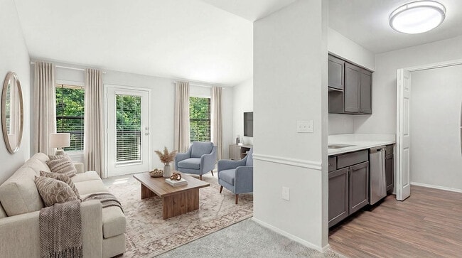 Timber Hollow Apartments Staged Living Room and Kitchen - Timber Hollow