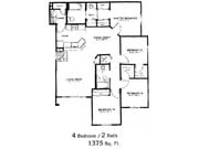 4 Bedroom / 2 Bath / 1375 Sq.Ft.