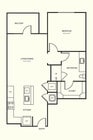 Explore urban living comfort with this well-designed one-bedroom apartment layout.