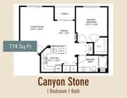 Canyon Stone 1 bed, 1 bath, 751 – 774 sq ft 1 Covered Carport