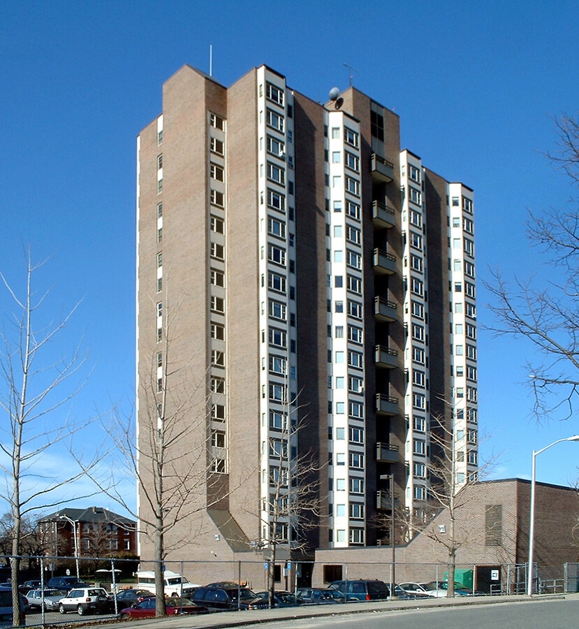 View from the southwest - Belmont Tower Apartments