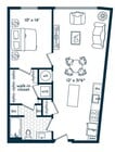 One Bedroom One Bath (748 SF)