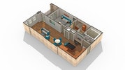 1 BR x 1 BA - J Floorplan