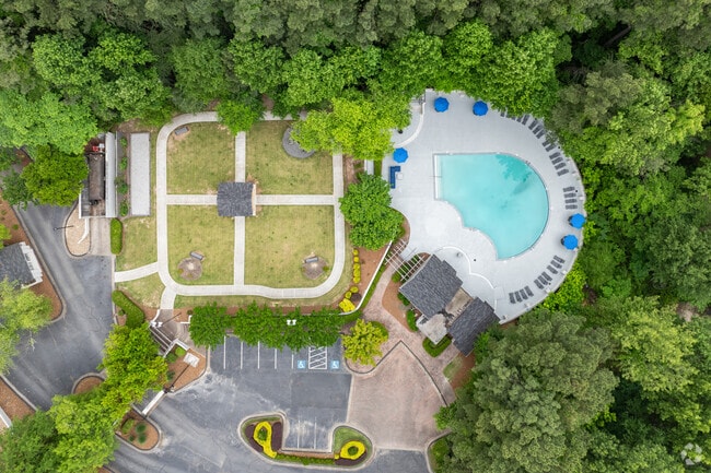 Aerial of Pool and Courtyard