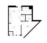 1 Bed K floor plan District 1860