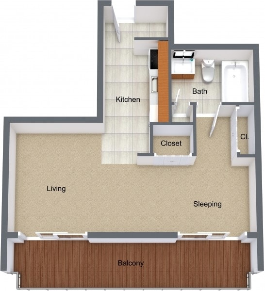 Studio - 395 SF