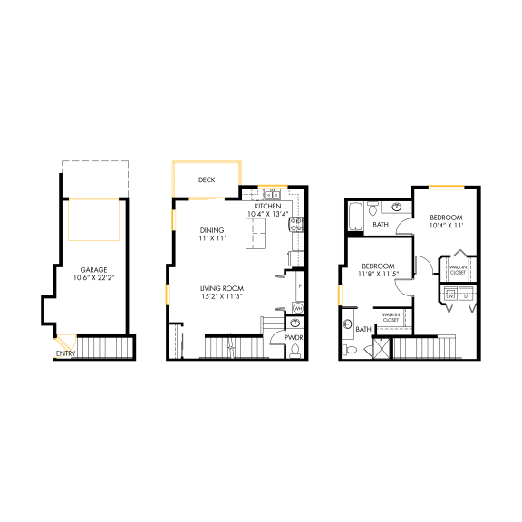 Floor Plan - North 2x2.5 Townhome 