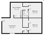 2 Bed 1 Bath - 1,075sqft