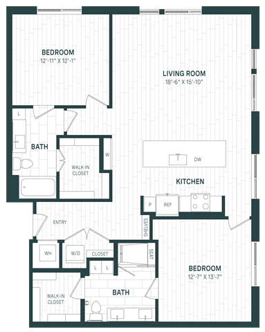 Floor Plan - 2 Bed/2 Bath-C05