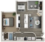 One Bedroom One Bath Floor Plan