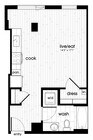 Explore this elegantly designed studio apartment featuring an open-plan living space.