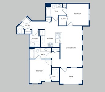 Floor Plan - Phase I 2 Bedroom, 2 Bath