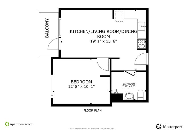 1BR, 1BA - 493 SF - 15002 Hillside Ave