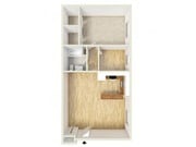 One bedroom with den floor plan