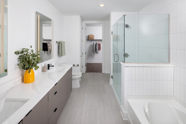 Large bathrooms with walk-in closets