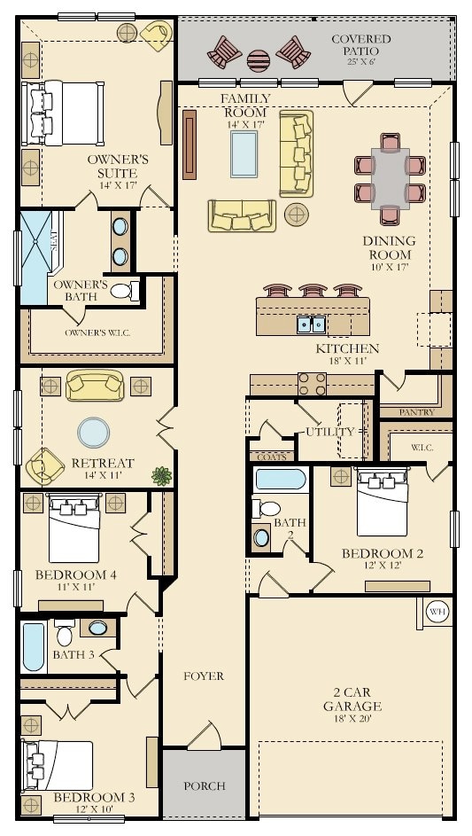 Distribución de la vivienda con muebles - 5443 Jasmine Spur
