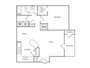 One Bedroom One Bath (760 SF)