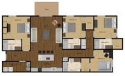Our spacious 4-Bedroom, 4-Bathroom flats feature hardwood floors and stainless steel appliances in common areas, carpeted bedrooms, unique bedroom layouts to fit your needs.