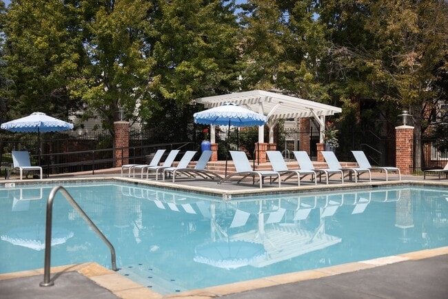 Piscina estilo resort con solárium.