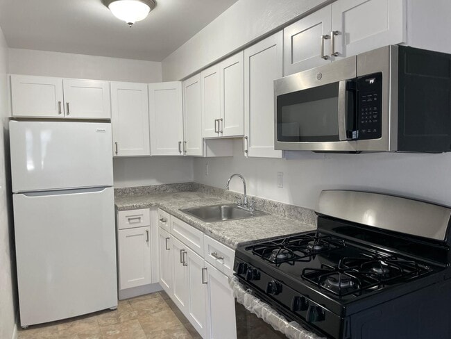 Kitchen with stainless steel appliances