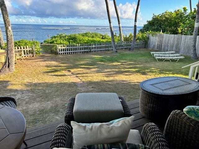 View of yard and ocean from deck - 68 -287 Crozier Loop Unit Crozier#B