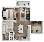 Explore this elegant apartment layout designed for style and convenience.