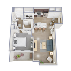 A2.P6 1 Bed 1 Bath - Cathedral Lakes Apartments