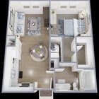 One bedroom, one bathroom