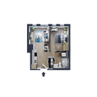 Plan d'étage 1 chambre, 1 salle de bain