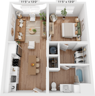 A1H | 1x1 | 662 sf