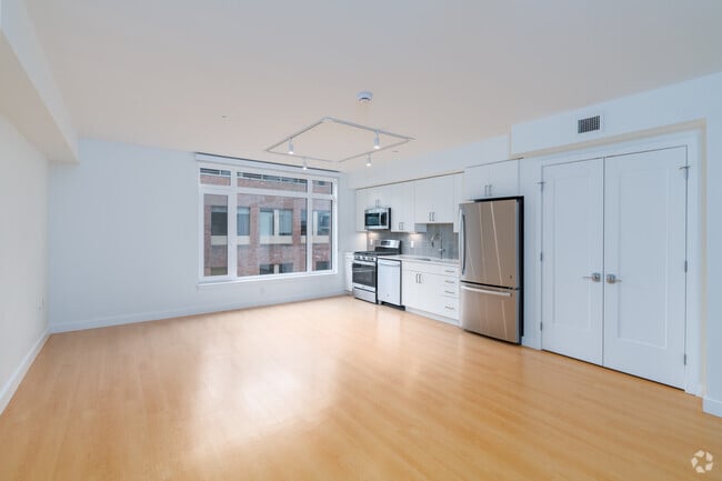Studio — 512SF - Living Room and Kitchen - 605 Concord at Fresh Pond